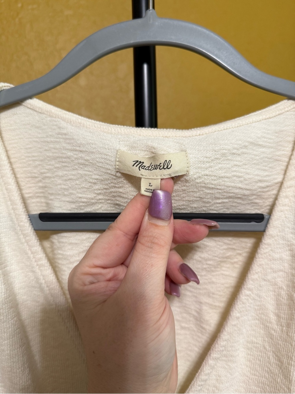 Madewell Cream Button-Front Balloon Sleeve Crop Top - Large - Picture 4 of 10